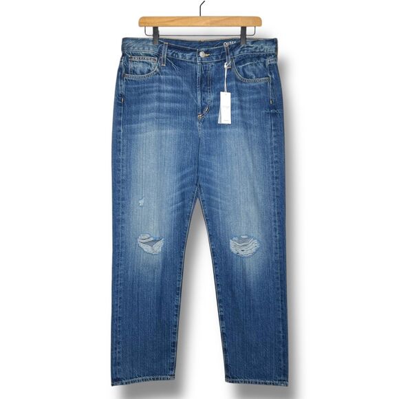 Outerknown S.E.A. Fillmore Boyfriend Denim Jeans 30 Blue Distressed New - Picture 1 of 16